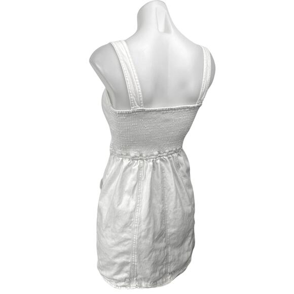 Japna White Sleeveless Smocked Button Cami Camisole Mini A-line Tank Dress Sz S - Picture 3 of 4